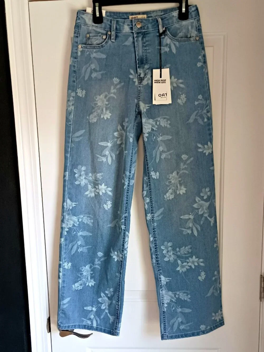 NEW! OAT FLORAL WIDE LEG HIGH RISE JEANS SZ 6/28 - Picture 2 of 4